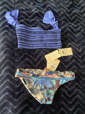Maaji Blue Purple Floral Two-Piece Bikini size S